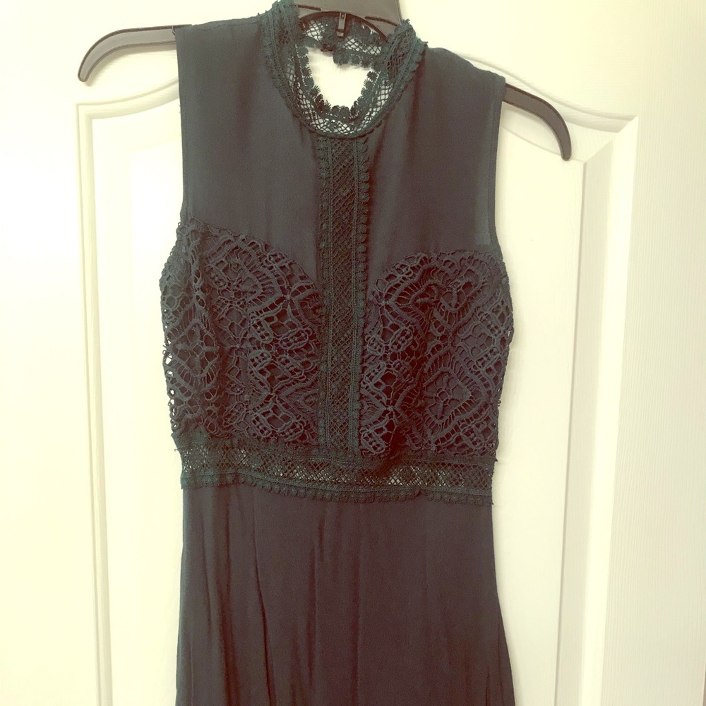 Emerald green dress with lace detail